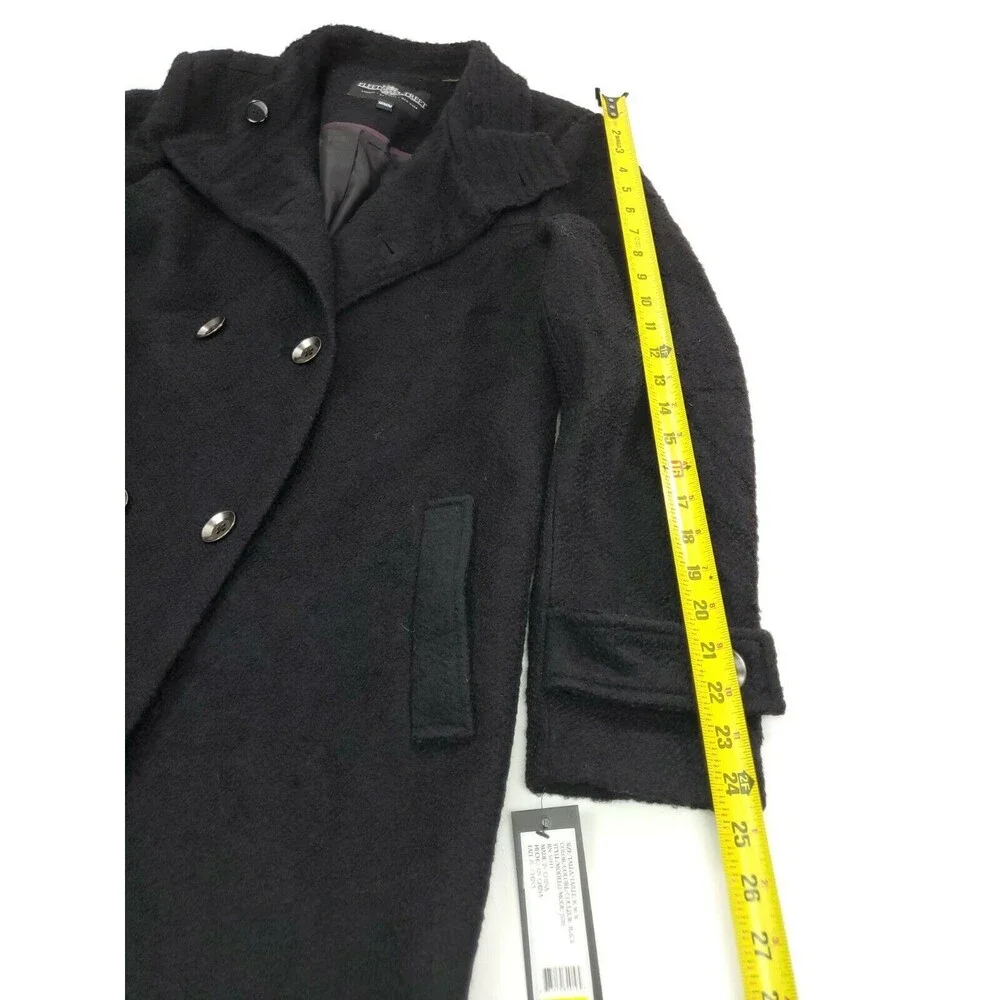 Fleet Street Ltd. Size M Classic Double Breasted Boiled Wool Coat, Black